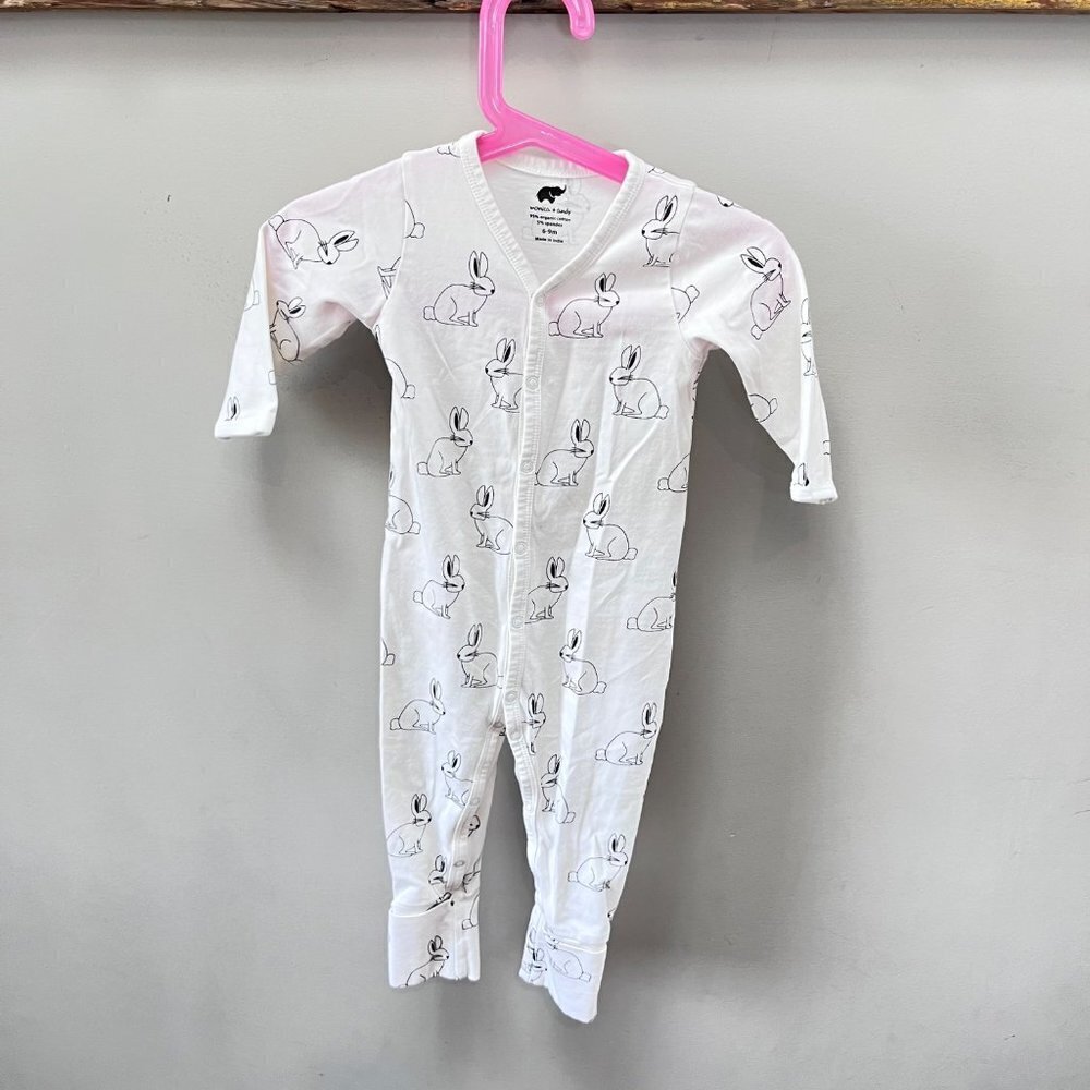 Monica & Andy Organic Cotton Rabbit Romper /‎ One Piece- Size 6-9m
